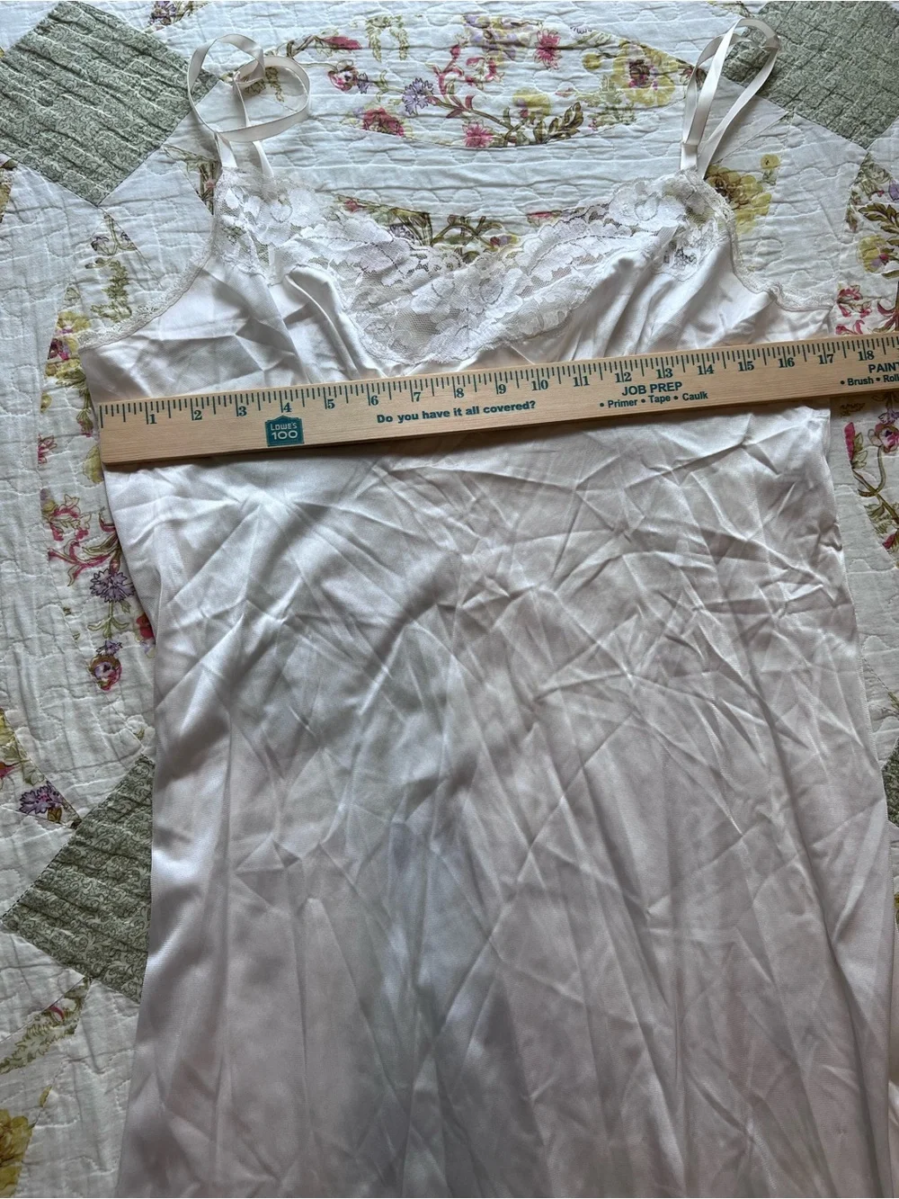 Vintage Vassarette Lace Trim Full Slip Dress White Size 38 Medium Made in USA